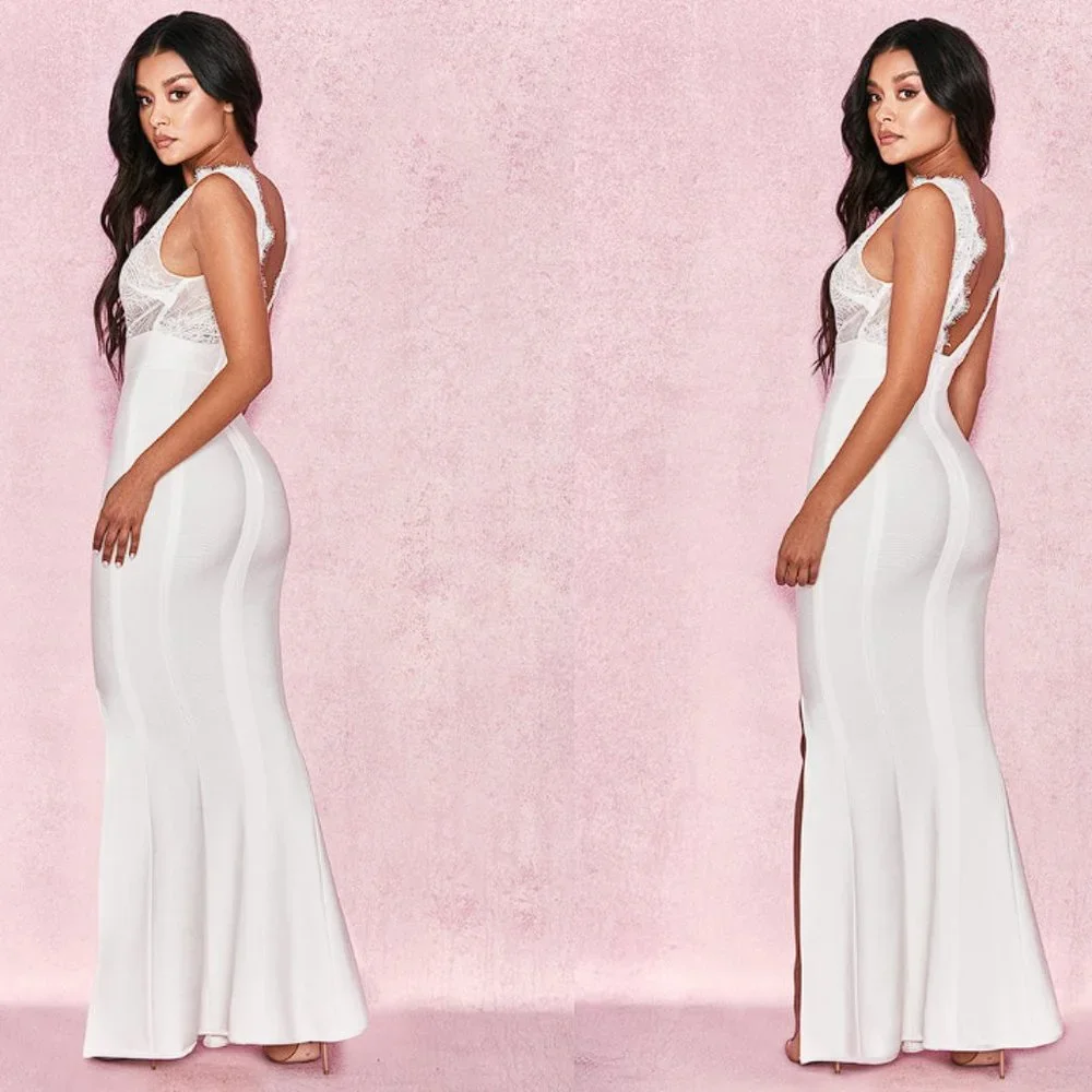 RARE HOUSE OF CB 'Balere' White Bandage and Lace Maxi Dress NWOT - Picture 6 of 14